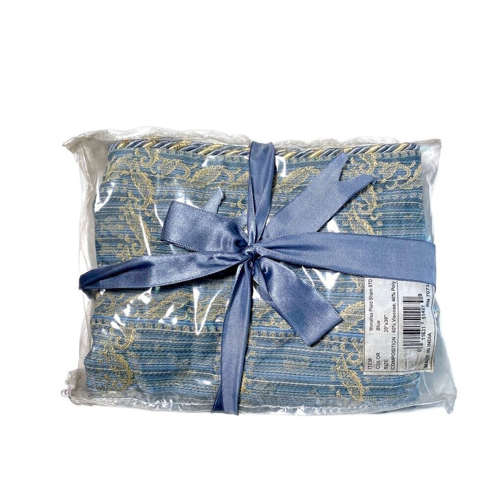 Blue Tapestry Pillow Sham Standard Size 20x30 Woven Jacquard Pillowcase